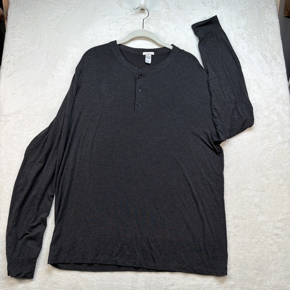 Eberjey Henley‎ Top Women's Medium Dark Gray Long Sleeve Lounge Knit Shirt
